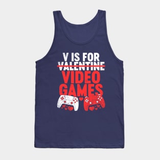 V Is For Video Games Funny Valentine's Day Tank Top